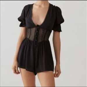Urban outfitters good evening black lace romper